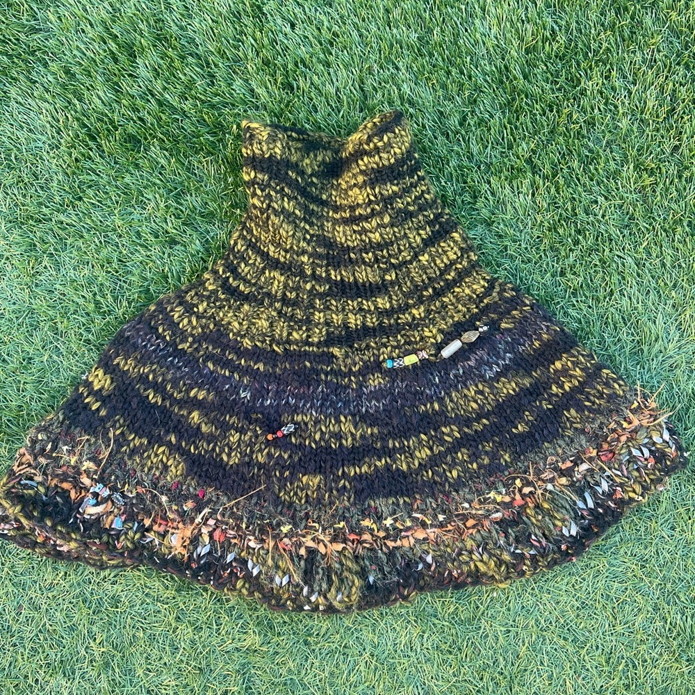 Hand Knit Embellished Poncho